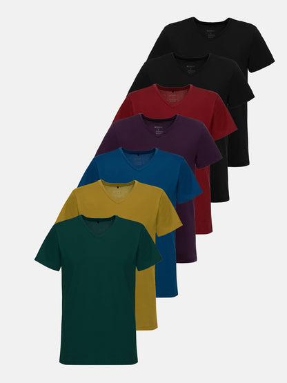 Lot de 7 t-shirts à col en V pour homme Tazzio E107