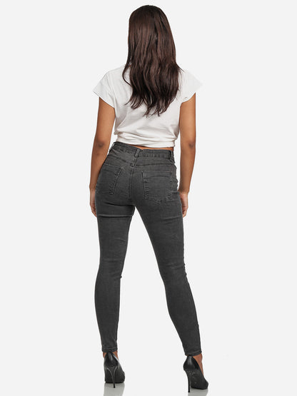 Jean skinny taille haute pour femme Tazzio F101