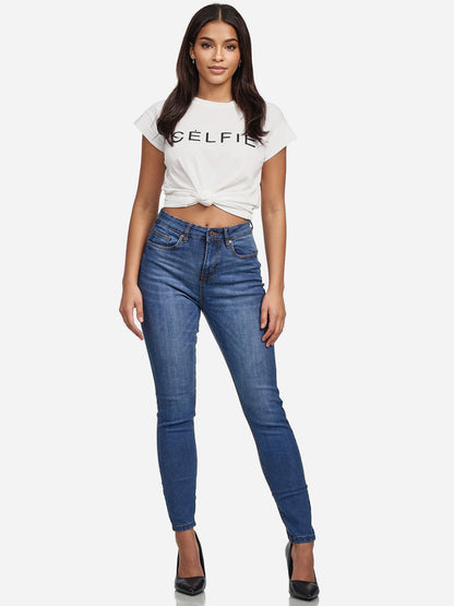 Jean skinny taille haute pour femme Tazzio F101