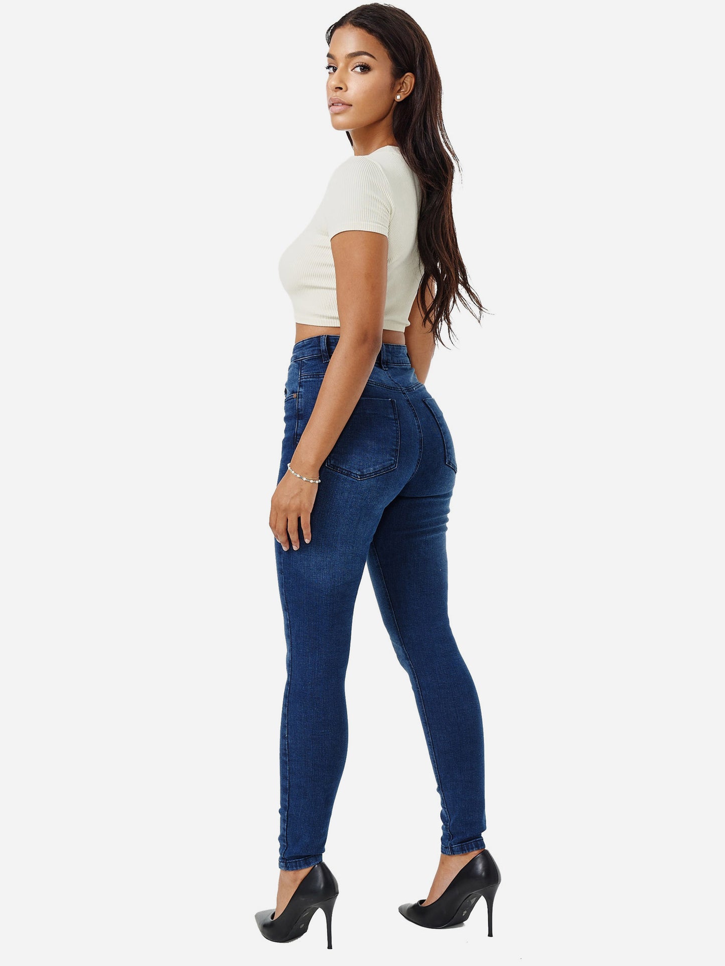 Jean skinny taille haute pour femme Tazzio F101