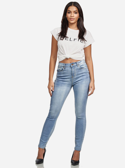 Jean skinny taille haute pour femme Tazzio F101