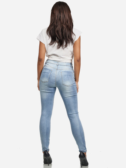 Jean skinny taille haute pour femme Tazzio F101