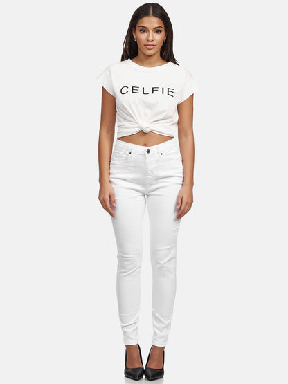Jean skinny taille haute pour femme Tazzio F101