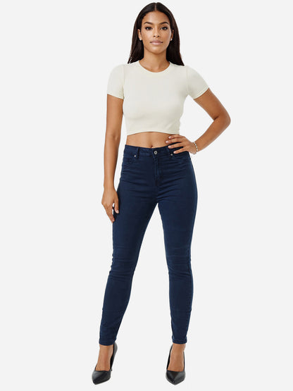 Jean skinny taille haute pour femme Tazzio F103