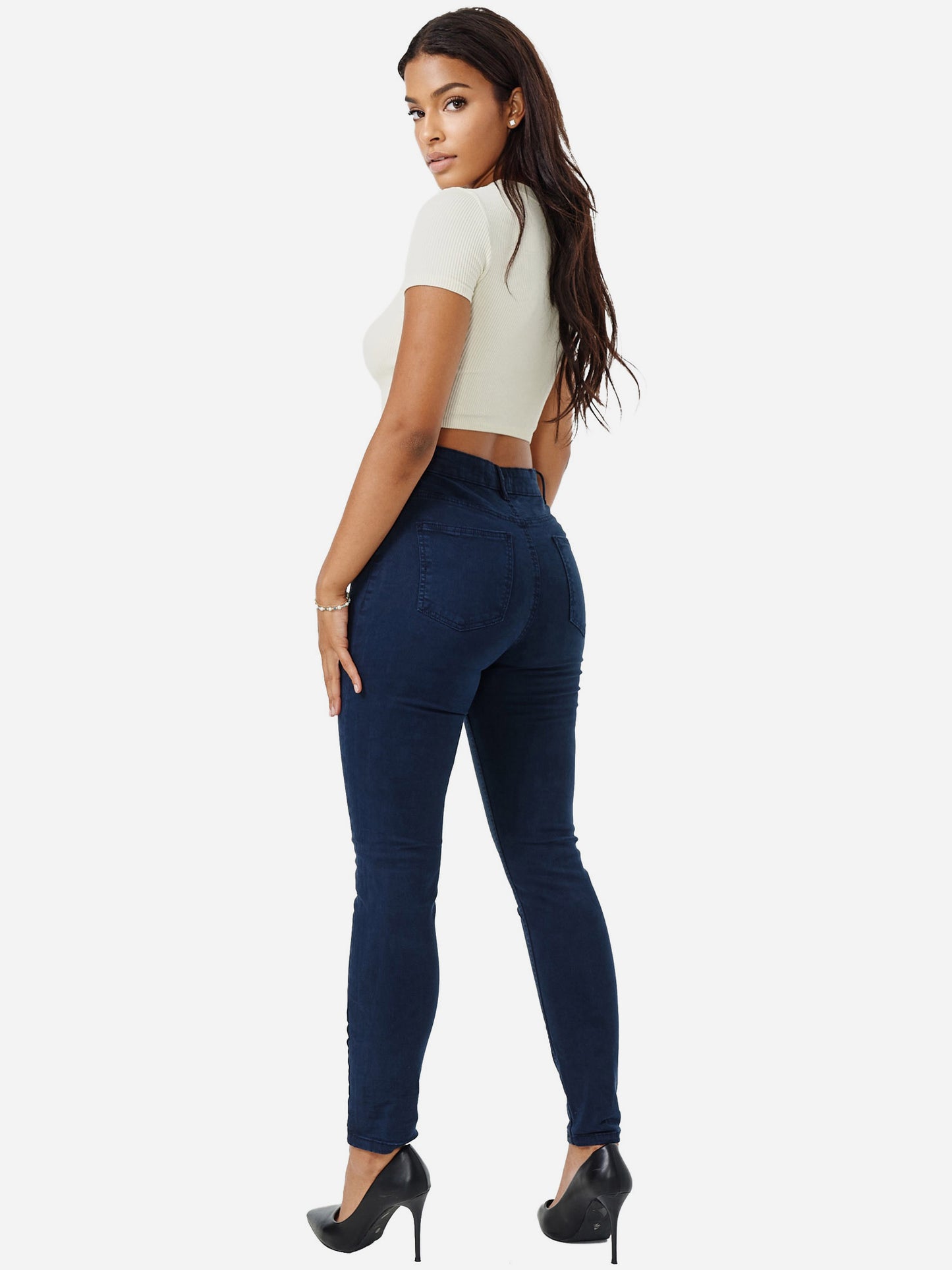 Jean skinny taille haute pour femme Tazzio F103