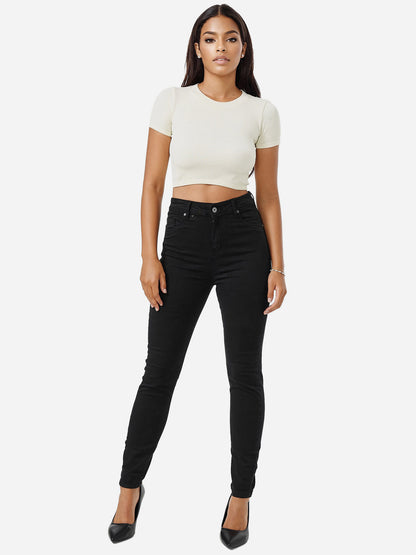Jean skinny taille haute pour femme Tazzio F103