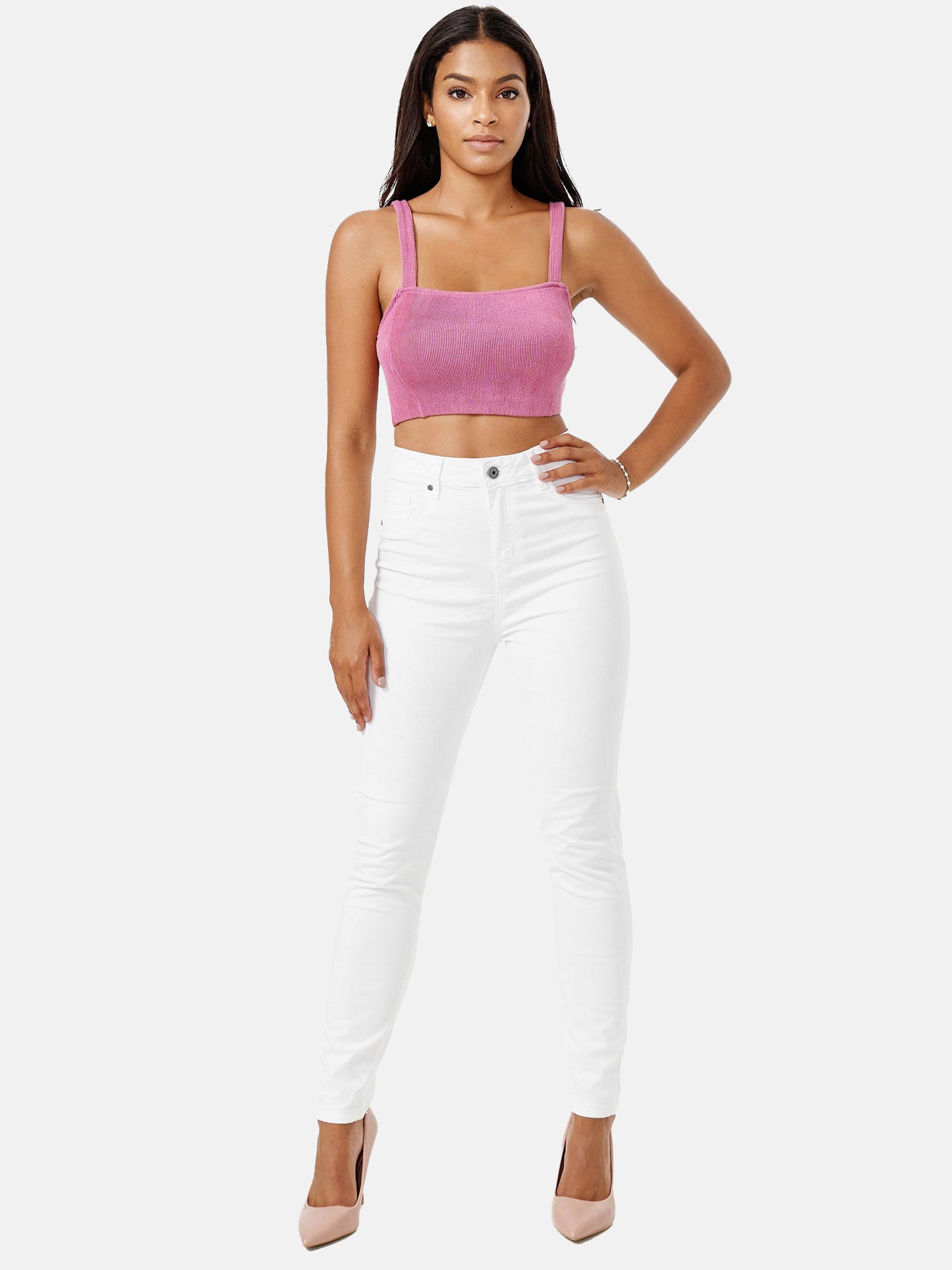 Jean skinny taille haute pour femme Tazzio F103
