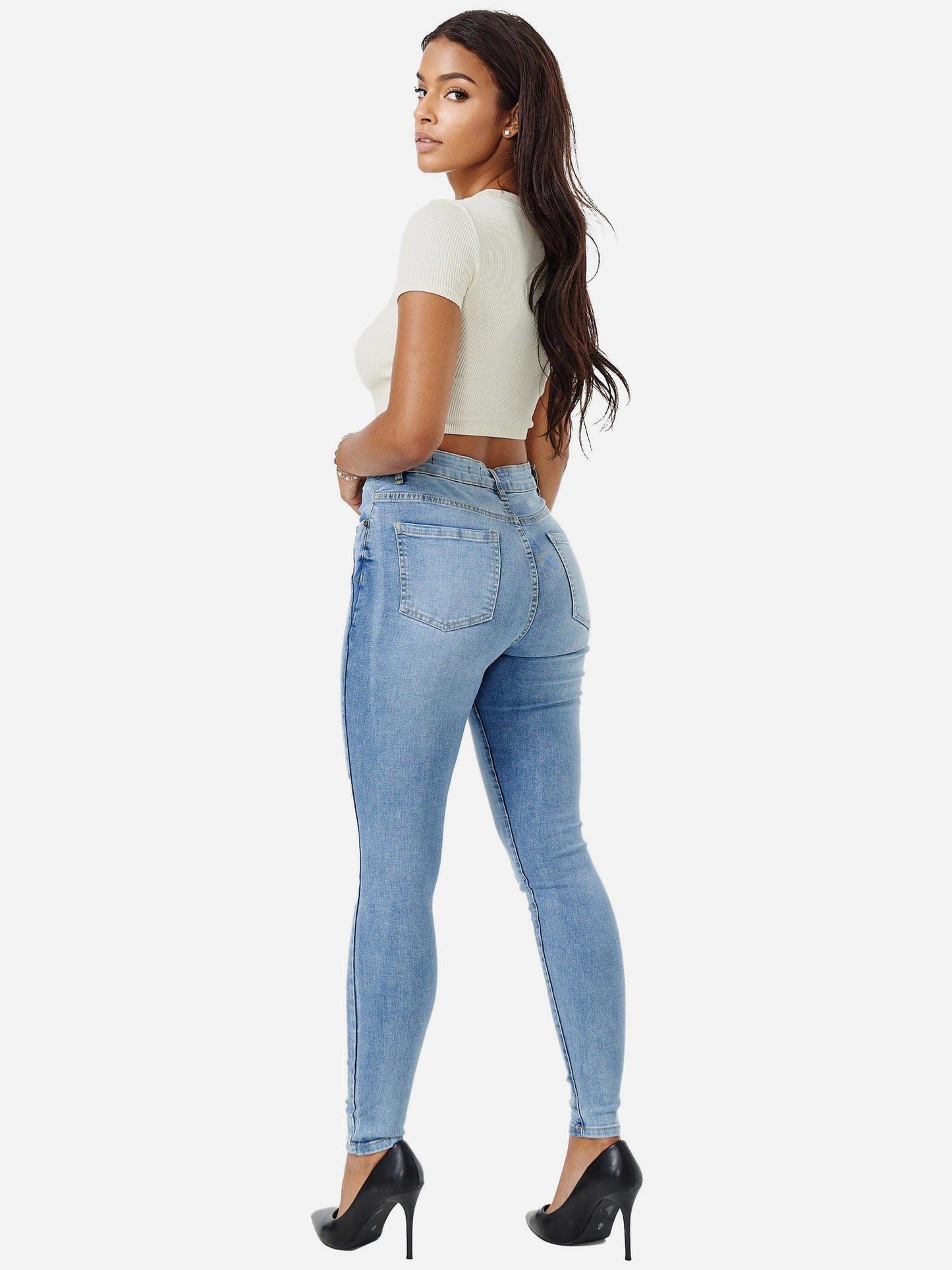 Jean skinny taille haute pour femme Tazzio F107