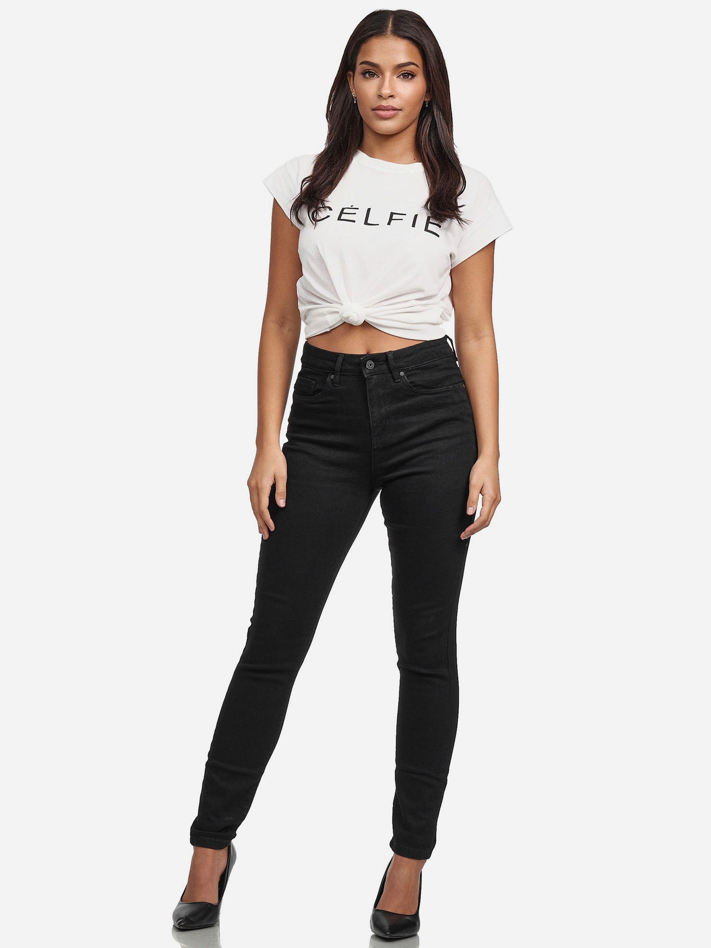 Jean skinny taille haute pour femme Tazzio F107