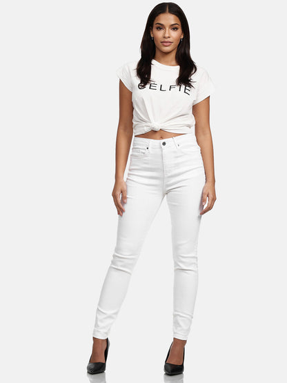 Jean skinny taille haute pour femme Tazzio F107