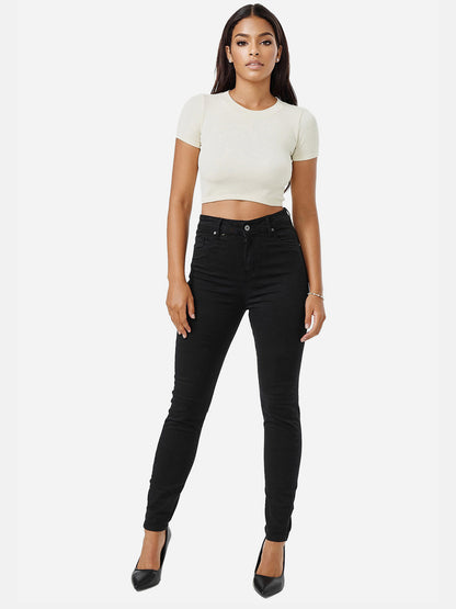 Jean skinny taille haute pour femme Tazzio F133