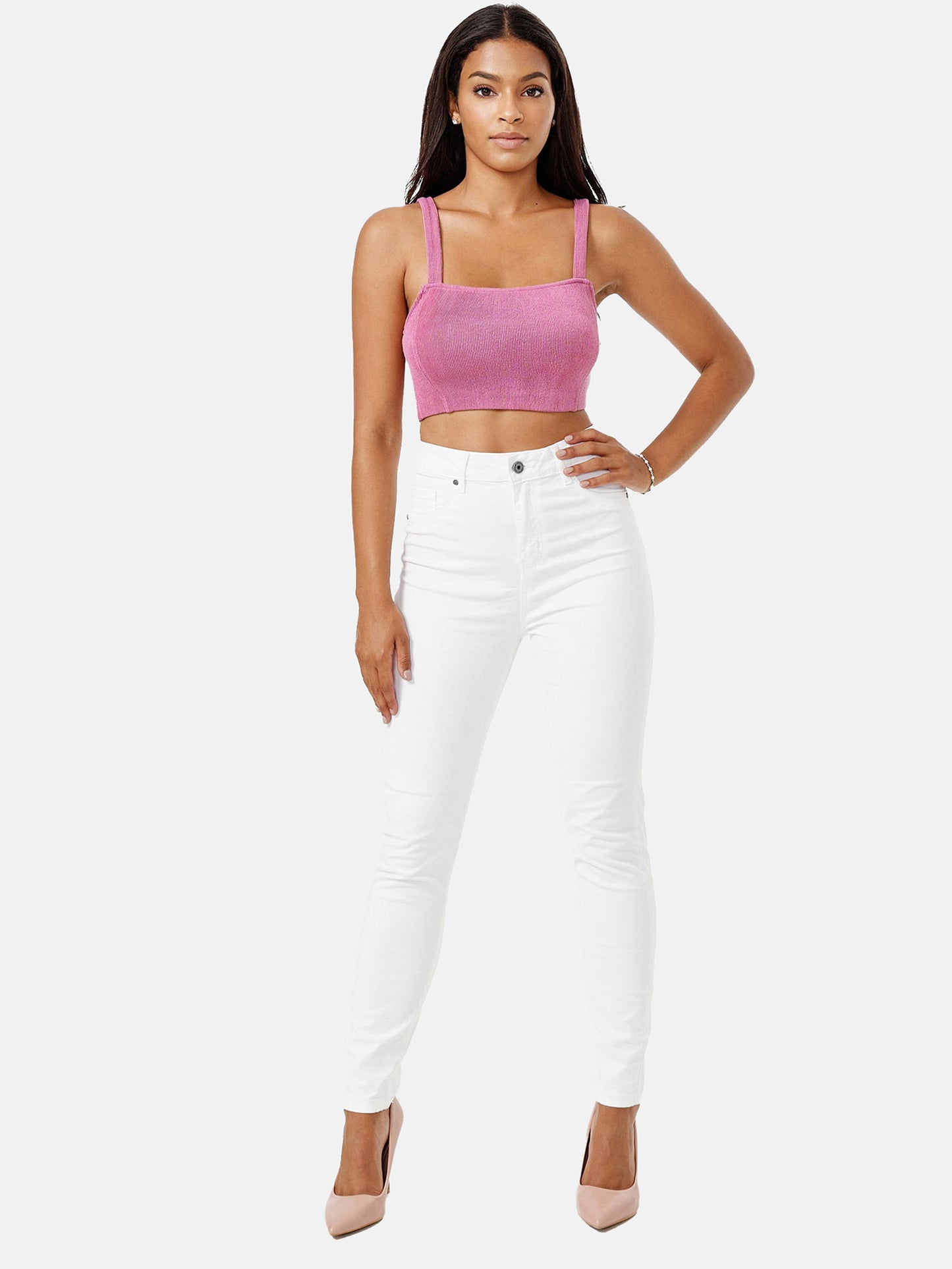 Jean skinny taille haute pour femme Tazzio F133