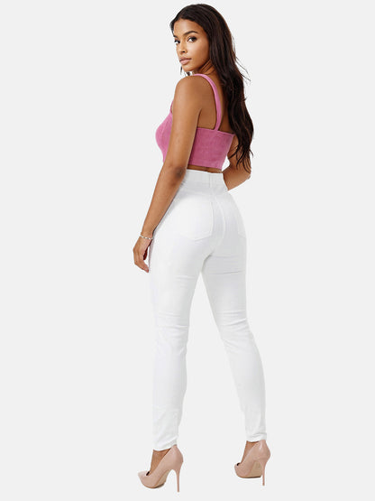 Jean skinny taille haute pour femme Tazzio F133
