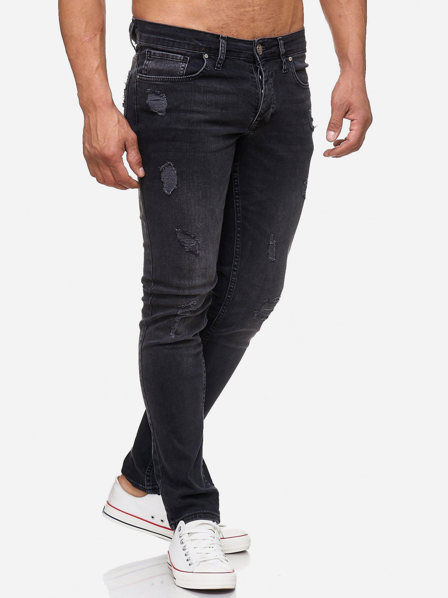 Tazzio Herren Jeans Slim Fit im Destroyed Look 17502